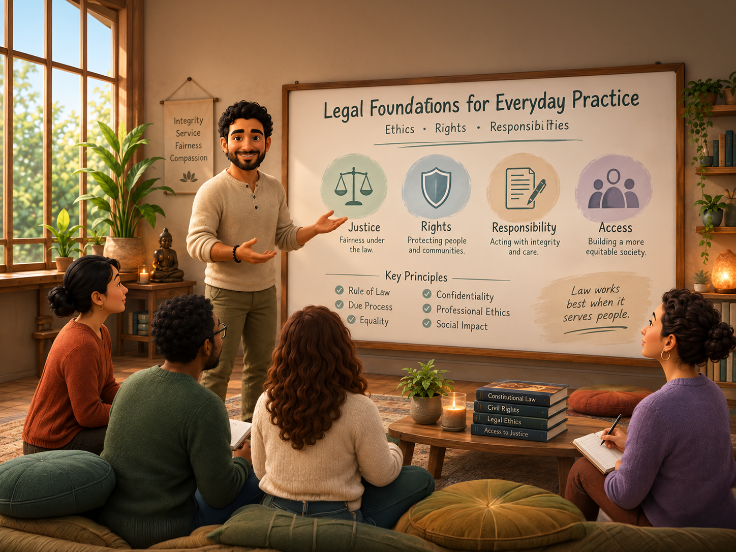Circle-of-Excellence robot gives a presentation on terms & conditions. 